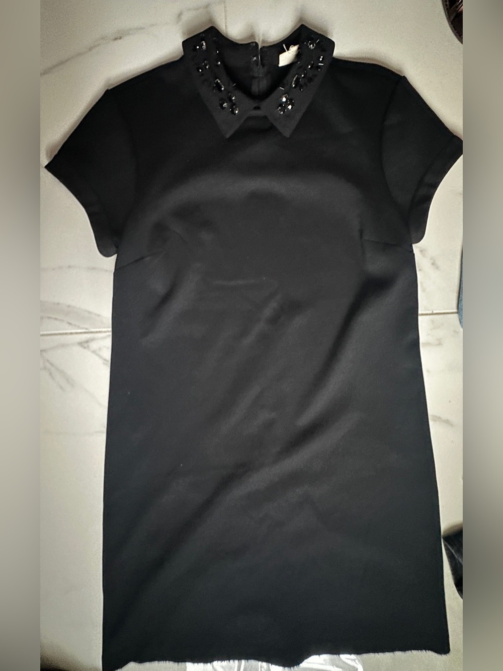 Maison Jules Black Dress with Beaded Collar Trim